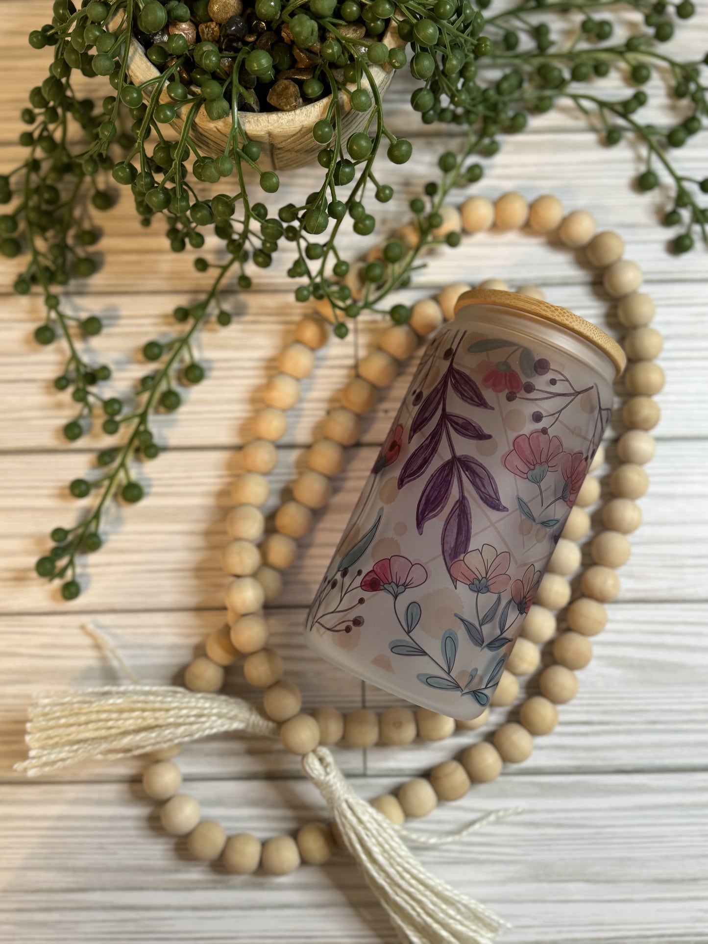 16 oz Floral Mama Glass Can