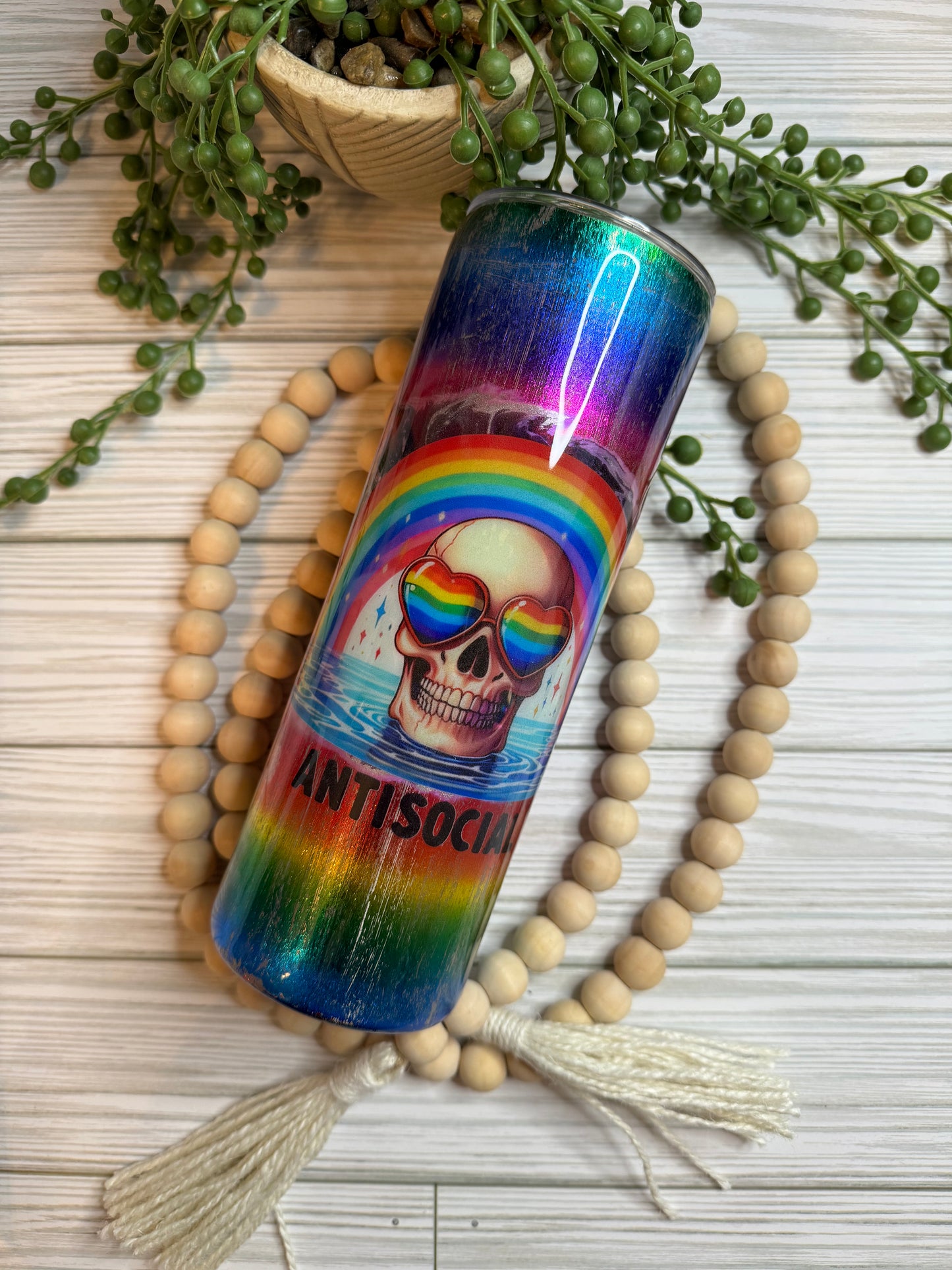 20 oz Rainbow Ink Swirl Tumbler