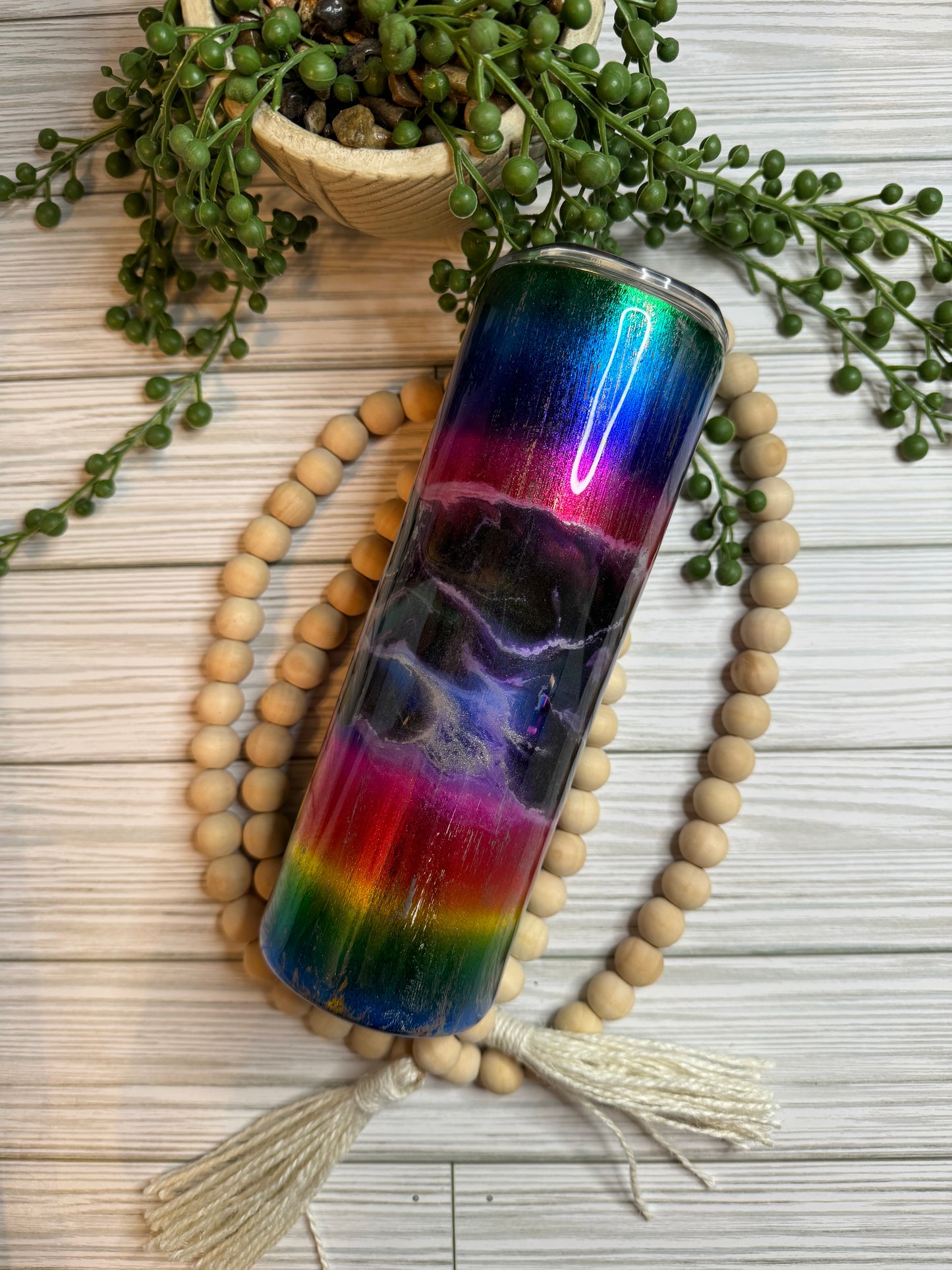 20 oz Rainbow Ink Swirl Tumbler