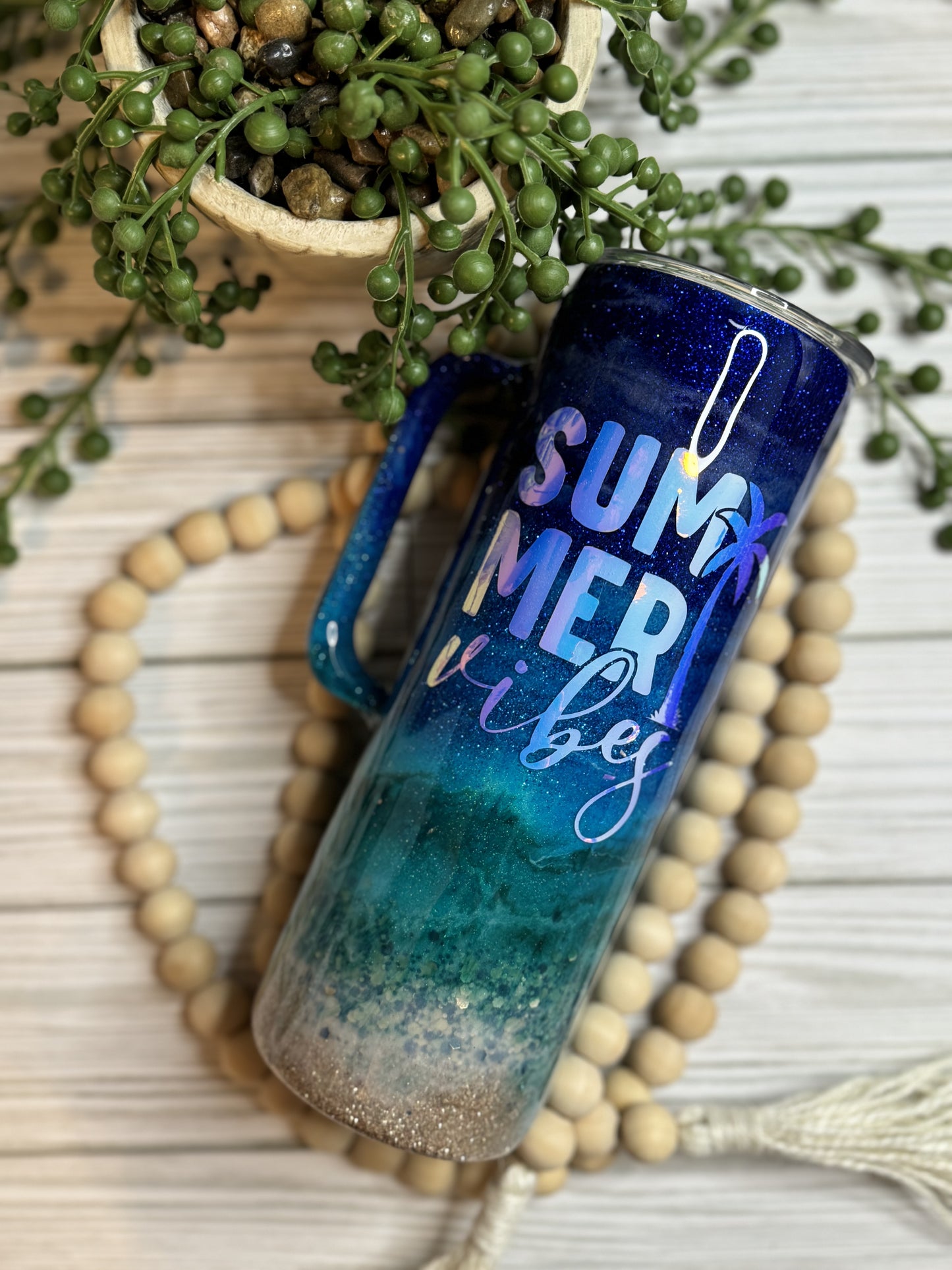 20 oz Summer Vibes Beach Tumbler with Handle