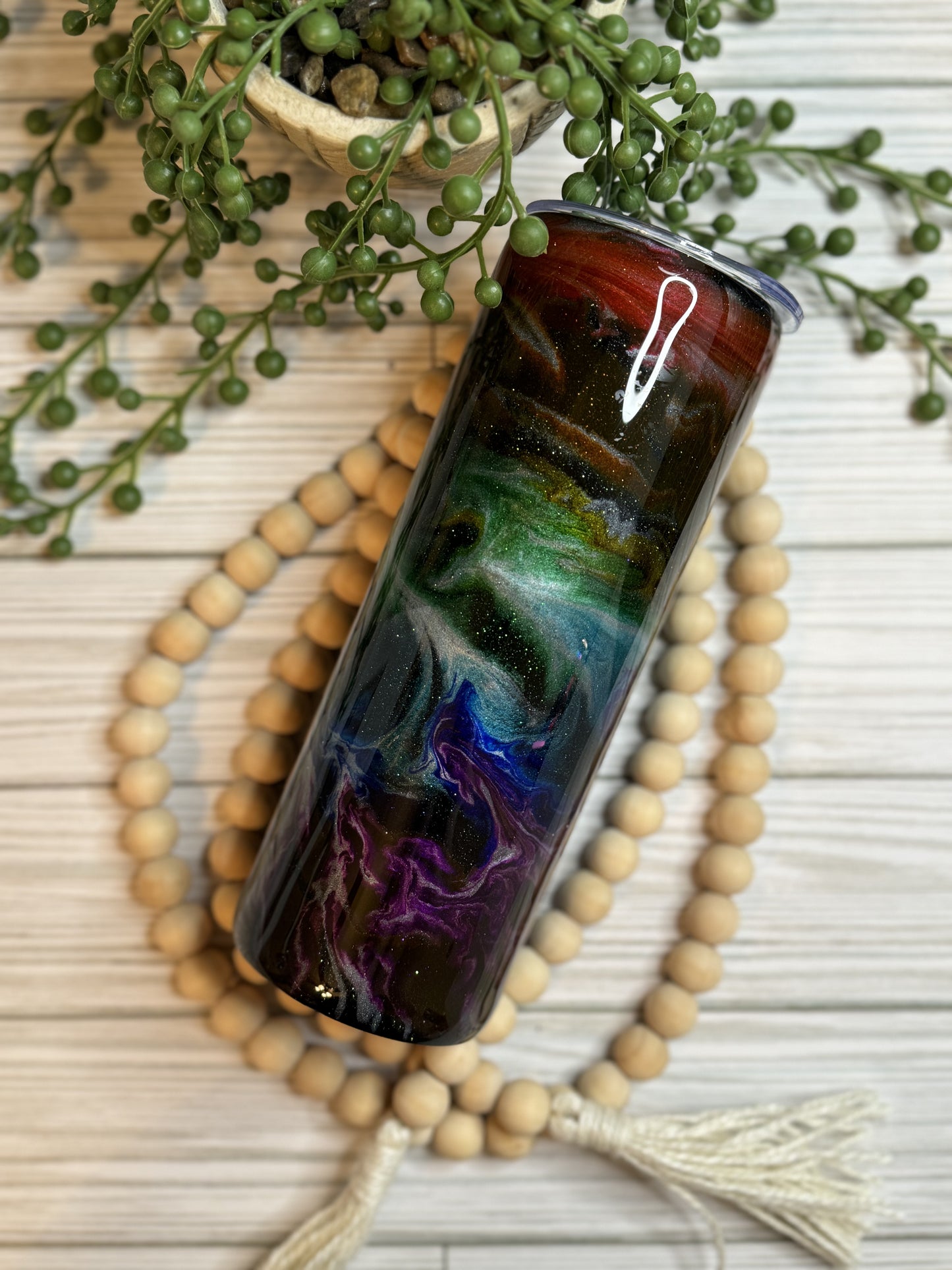 20 oz Rainbow Galaxy Swirl Glow Tumbler