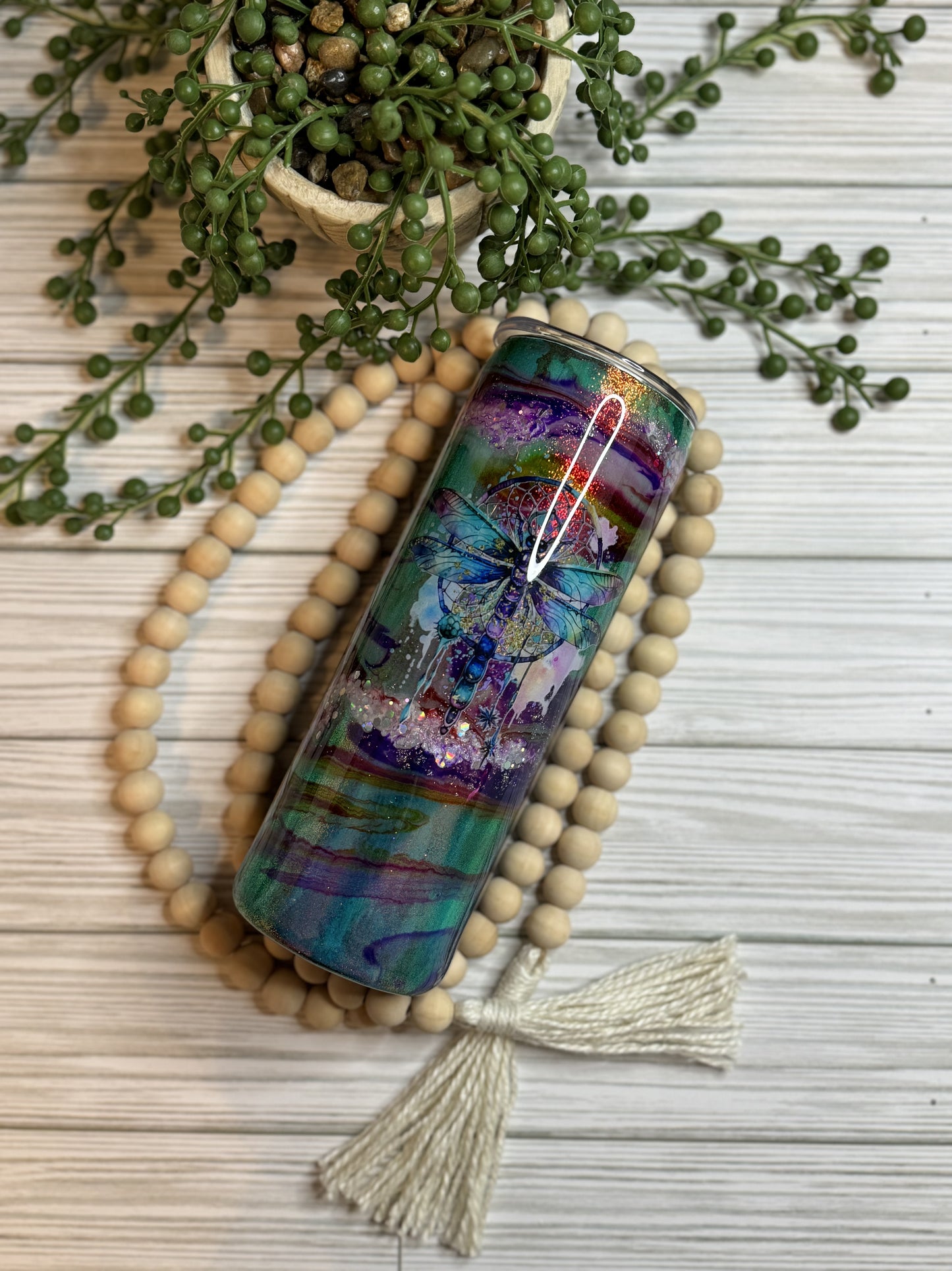 20 oz Dragonfly Swirl Glow Tumbler