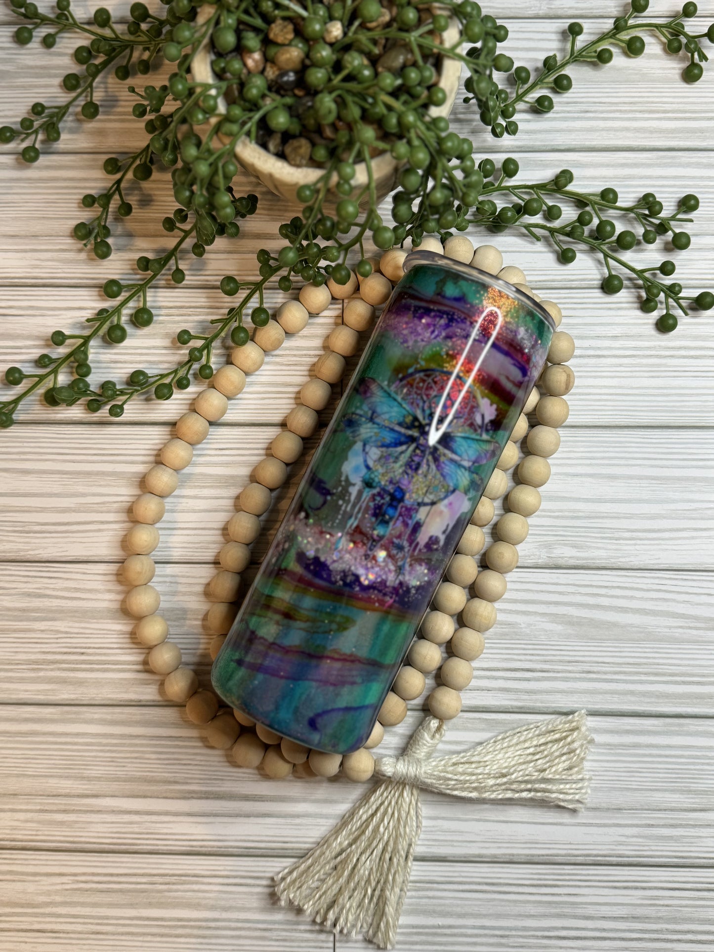 20 oz Dragonfly Swirl Glow Tumbler