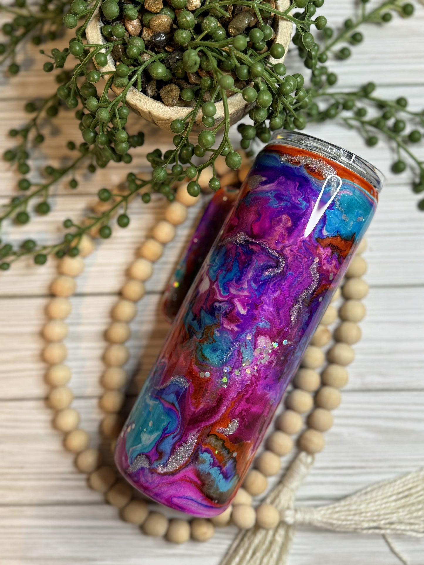 20 oz Glitter Swirl Tumbler with Handle